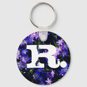 Porte-clés Purple Blue Squill Fleurs de printemps et Monogram