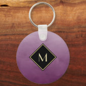 Porte-clés Purple Brossé Élégant Avec Monogramme Or Simple (Recto)