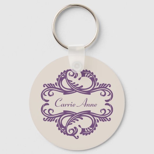 Porte-clés Purple Chic Damask Porte - clé (Recto)