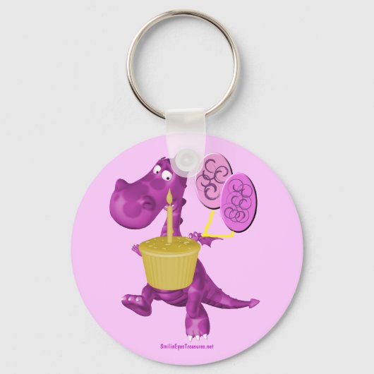 Porte-clés Purple Dragon Cupcake And Balloons Keychain (Recto)
