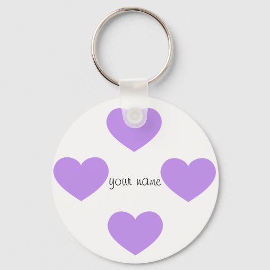 Porte-clés Purple Emoji Coeurs et '' Votre nom ici " (Recto)