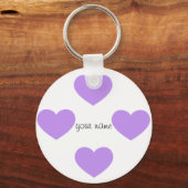 Porte-clés Purple Emoji Coeurs et '' Votre nom ici " (Recto)