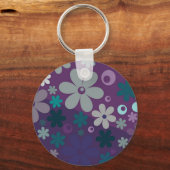 Porte-clés Purple Flower Pattern Cute Personalised (Verso)
