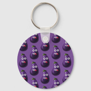 Porte-clés Purple Funny Cartoon Motif d'aubergine