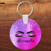 Porte-clés Purple Glitter Sparkle Eyelashes Monogram (Recto)