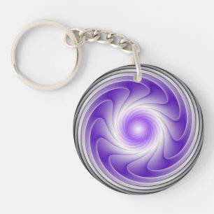 Porte-clés Purple Grey 3D Swirl Moderne Abstrait Fractal Art