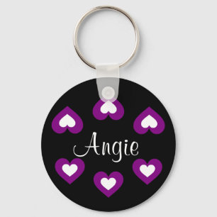 Porte-clés Purple Hearts Nom personnalisable Porte - clé