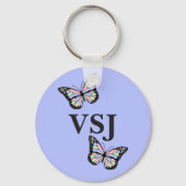 Porte-clés Purple mou avec papillons et monogramme (Recto)