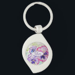 Porte-clés Purple Pansy Pink Flower Floral Aquarelle Maman<br><div class="desc">Aquarelle florale violette Pansy,  ballons d'anniversaire. Conçu à partir de mon oeuvre originale.</div>