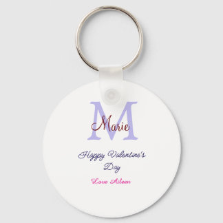 Porte-clés Purple pastel happy Valentine's day pink monogram 