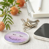 Porte-clés Purple rose Ombre noir cils doux (Côté)