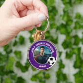 Porte-clés Purple Soccer Player Photo High School (Main)