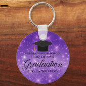 Porte-clés Purple Sparkle Graduate Chic Custom (Recto)