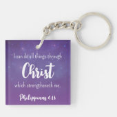 Porte-clés Purple Sparkle Philippians 4:13 Verse Papillon (Dos)