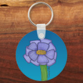 Porte-clés Purple Square Flower with Blue background (Recto)