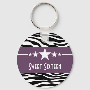 Porte-clés Purple Stars Zebra Print Sweet 16 Porte - clé