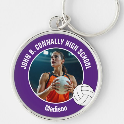 Porte-clés Purple Volleyball Player Photo Keepsake (Devant)