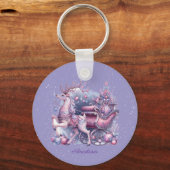 Porte-clés Purple Whimsical Magical Reindeer (Recto)