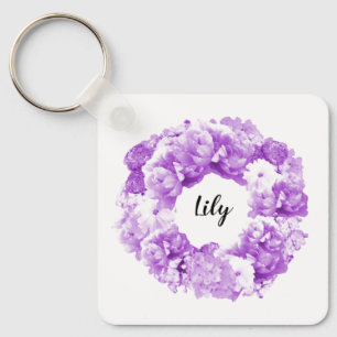 Porte-clés Purple Wreath Personalized Bridesmaid Keychain