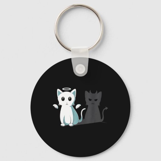 Porte-clés Purr Evil Devil Chat Halloween Happy Chat Angel De (Recto)