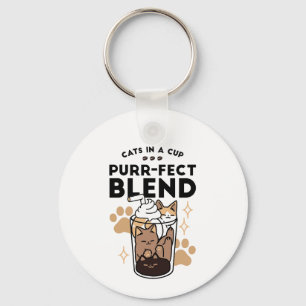 Porte-clés Purr-fect Blend : Cat and Coffee Art for Pet Lover