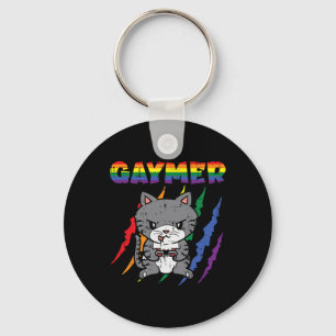 Porte-clés Purride Cat jeu vidéo Gamer Lgbtq Rainbow Flag Ga