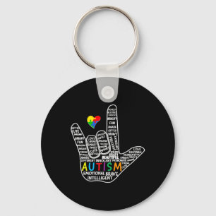 Porte-clés Puzzle Coeur ASL Love Signer Langue main Autisme A