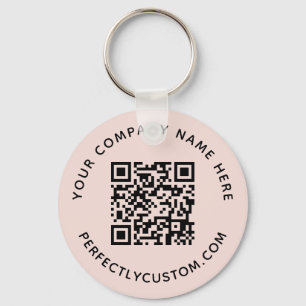 Porte-clés QR code and custom text blush pink