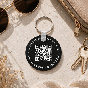 Porte-clés QR Code Black Business Modern Budget Round
