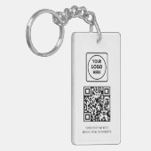 Porte-clés QR code blanc | Conception de logo d'entreprise pr (Devant gauche)