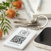 Porte-clés QR code blanc | Conception de logo d'entreprise pr (Devant droit)