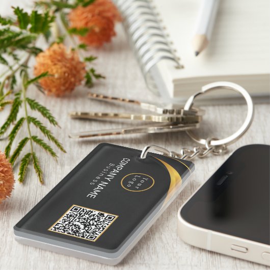 Porte-clés QR Code Business Logo Moderne (Devant droit)