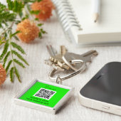 Porte-clés QR Code Business Logo Professionnel Neon Green (Côté)