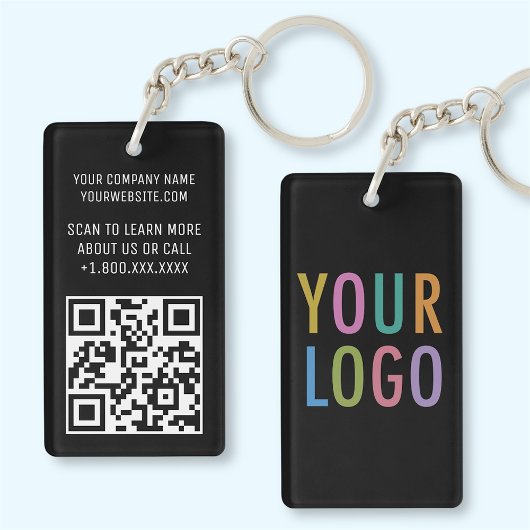 Porte-clés QR Code en Acrylique Noir sur mesure Lo
