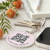 Porte-clés QR Code en acrylique rose rond Logo d'e (Devant droit)