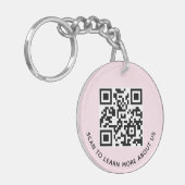 Porte-clés QR Code en acrylique rose rond Logo d'e (Devant gauche)