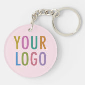 Porte-clés QR Code en acrylique rose rond Logo d'e (Dos)