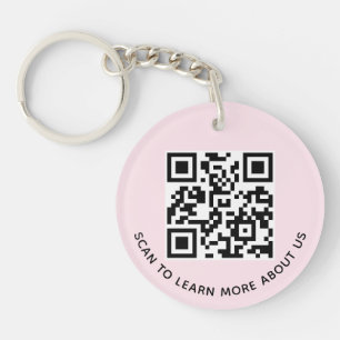 Porte-clés QR Code en acrylique rose rond Logo d'e