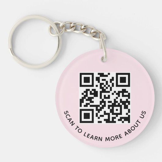 Porte-clés QR Code en acrylique rose rond Logo d'e (Devant)