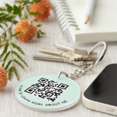 Porte-clés QR Code en acrylique vert menthe avec l (Devant droit)