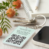 Porte-clés QR Code en acrylique vert menthe avec l (Devant droit)