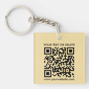 Porte-clés QR Code Gold Moderne Élégant Carré simple face