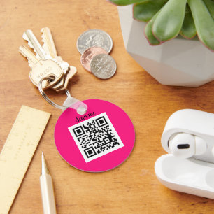 Porte-clés QR Code Hot Pink Elegant Business Company