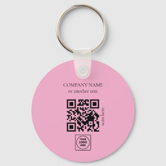 Porte-clés QR Code Logo Double Face Rose Blush (Verso)