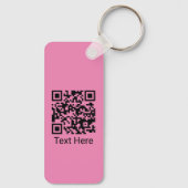 Porte-clés QR Code minimal Fille simple rose vierge avec text (Verso)