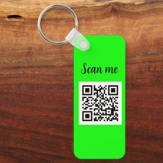 Porte-clés QR Code Neon Green Elegant logo Entreprise (Recto)