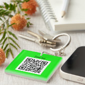 Porte-clés QR Code Neon Green Elegant Yellow Business (Devant Droit)