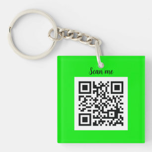 Porte-clés QR Code Neon Green Elegant Yellow Business
