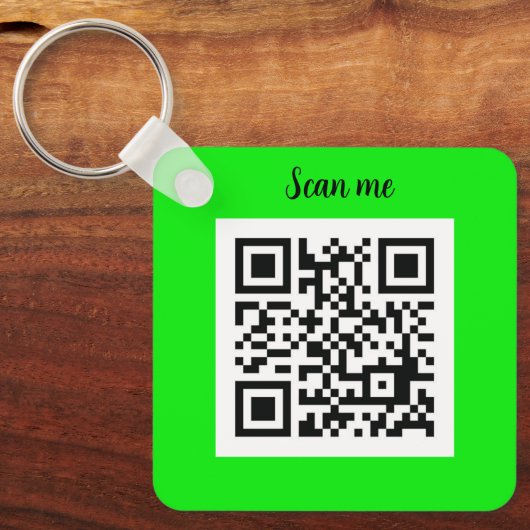 Porte-clés QR Code Neon Green Elegant Yellow Business (Recto)