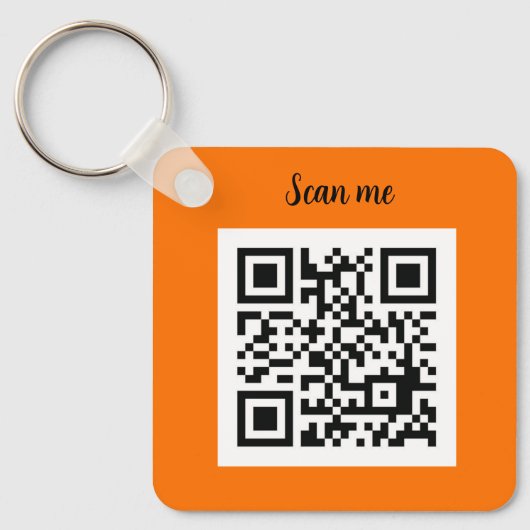 Porte-clés QR Code Neon Orange Élégant (Recto)